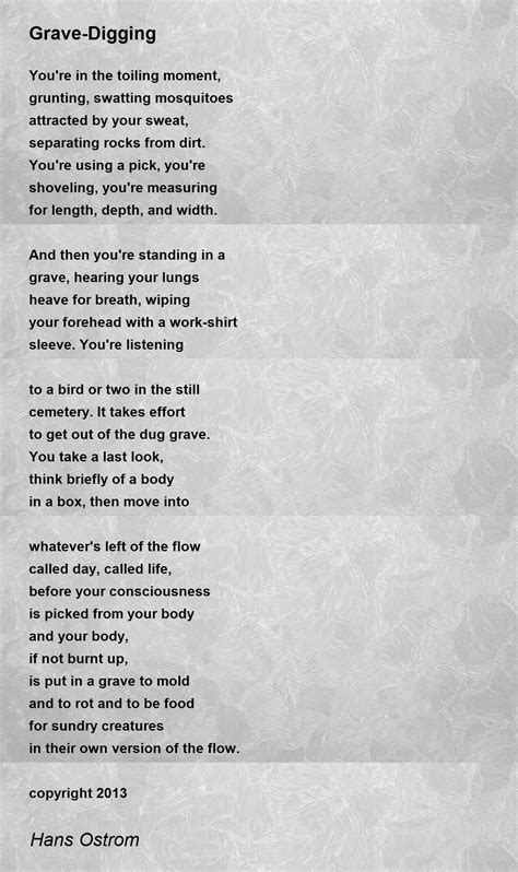 Grave-Digging - Grave-Digging Poem by Hans Ostrom