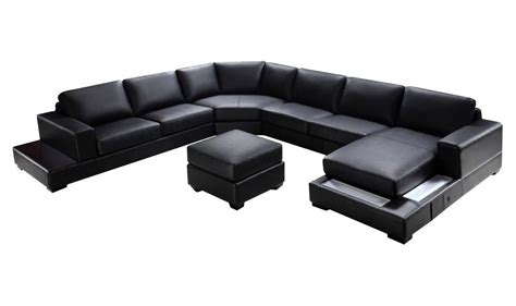 Grey Bonded Leather Right Sectional Sofa Divani Casa Polaris Vig