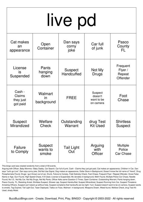 Live Pd Bingo Cards To Download Print And Customize