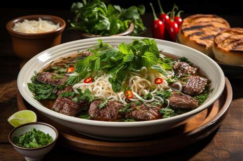 Premium Photo Vietnamese Beef Pho With Rare Beef Soup