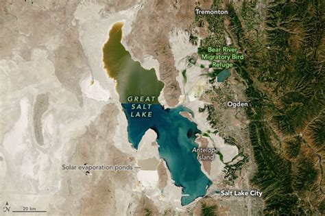 The Great Salt Lake Is Shrinking Nasa Satellite Images World