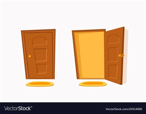 Open and close door cartoon colorful Royalty Free Vector