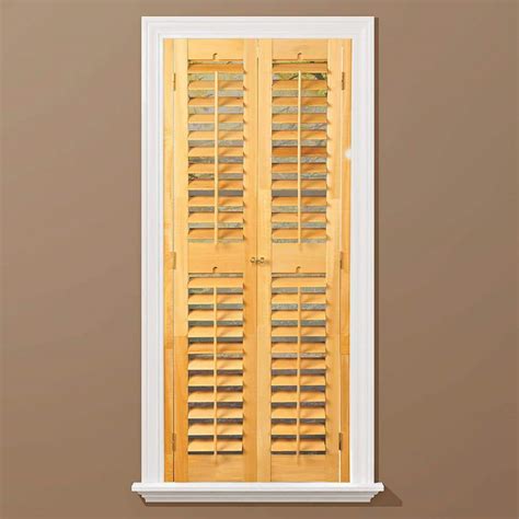 Homebasics Plantation Light Teak Real Wood Interior Shutters Price Varies By Size Qspd3560