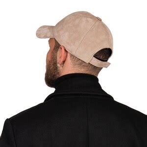 Beige Suede Leather Baseball Cap Hatsquare Leather Baseball Hat