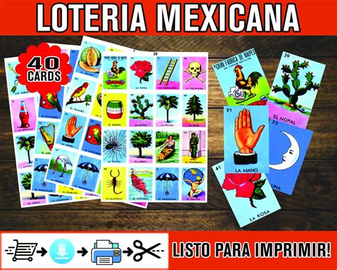 Mexican Loteria Game Cards Printable Pdf Instant Download Etsy