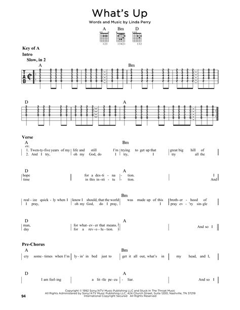 What S Up By Non Blondes Sheet Music For Guitar Cheat Sheet At Sheet