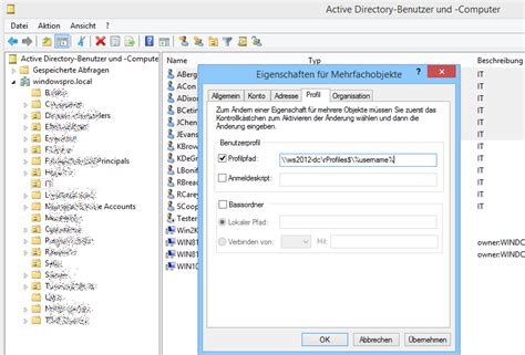 Roaming Profiles einrichten über AD Benutzer und Computer GPOs