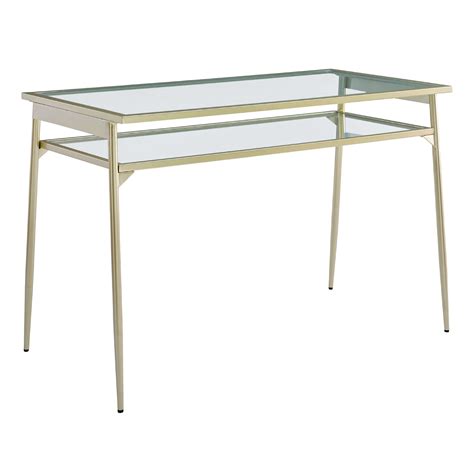 Foster Glass And Metal Desk In Gold Furniture123