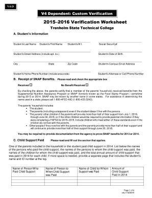 Fillable Online Trenholmstate V4D V4 Dependent Custom Verification