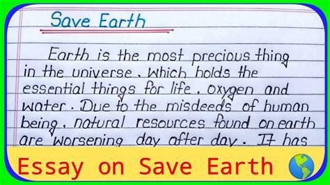 Essay On SAVE EARTH Save Earth Essay In English Write An Essay On