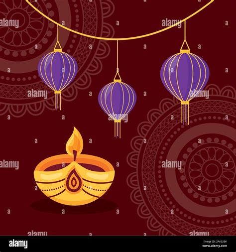 Happy Diwali Festival Poster Flat Design Stock Vector Image Art Alamy