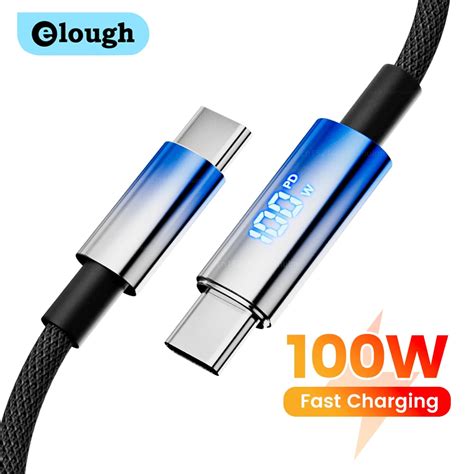 Elough 100W USB Type C To Type C Cable Fast Charging Digital Display