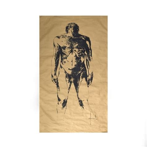 Luis Caballero Erotic Nude Lithograph Of A Male Image On Brown Paper MutualArt