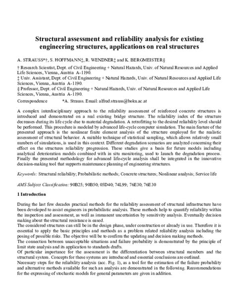 Pdf Structural Assessment And Reliability Analysis For Existing