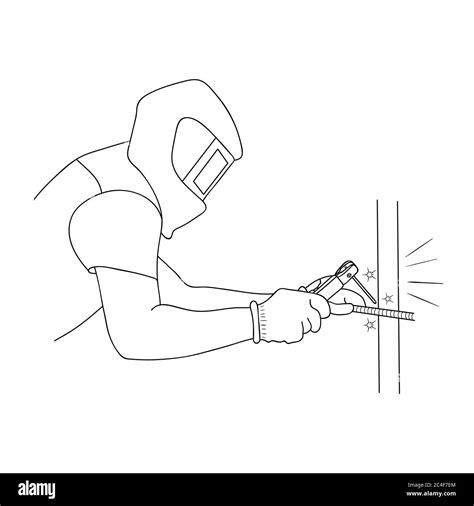 Welder At Work Welding Cartoon Vector Illustration Stock Vector Image