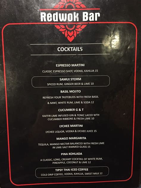 Menu At Red Wok Thai Restaurant Ballina 35 Fawcett St