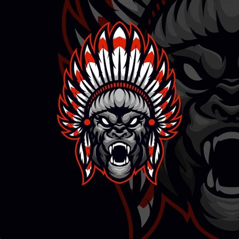 Premium Vector Gorilla Indian Masscot Logo Esport Premium Vector