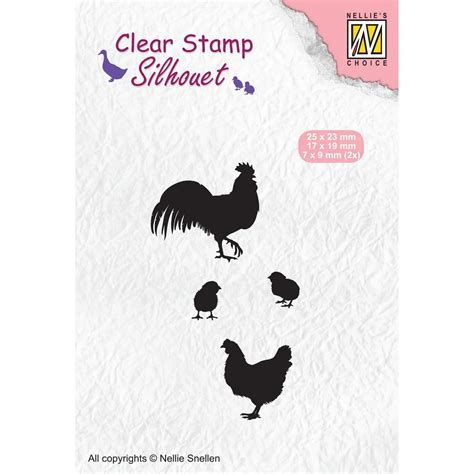 Silhouette Rooster, Hen and Chicks - Art of Craft