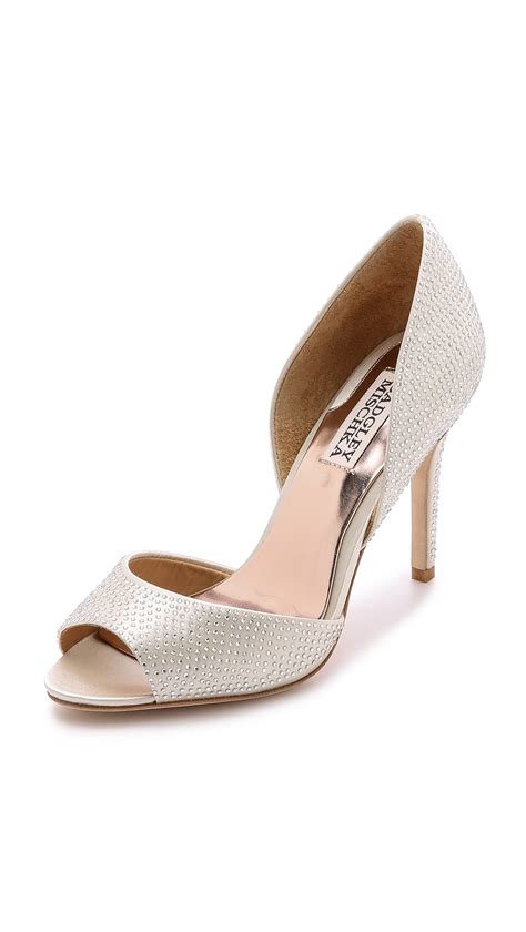 Badgley Mischka Mitzi Dorsay Peep Toe Pumps Ivory In Beige Ivory Lyst