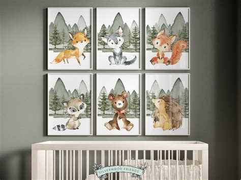 Woodland Baby Animal Nursery Prints Baby Forest Animal Etsy