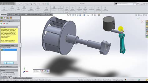 Solidworks Tutorial Matte In Piston And Crankshaft With Cylinder Youtube