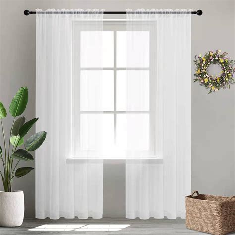 Xtmyi Inch Curtains Length Sheer Panels Set White Closet Curtains