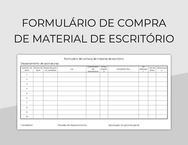 Planilhas Formul Rio De Compra De Material De Escrit Rio Excel E Edi O