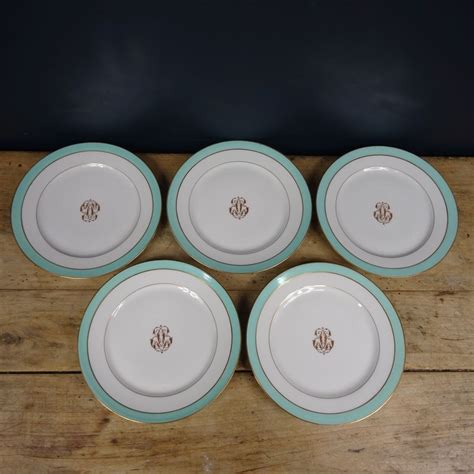 Assiettes Dessert En Porcelaine Fine Xix Me Pillivuyt Monogramme