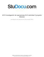 M12 Investigacion De Operaciones In A Actividad 2 Proyecto Modular Pdf