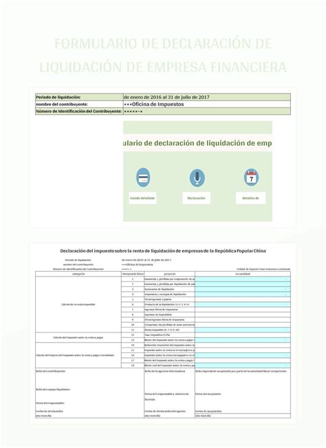 Plantilla de Excel Formulario De Declaración De Liquidación De Empresa