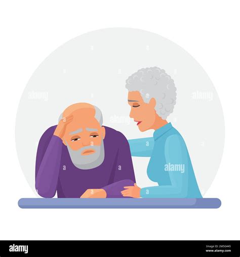 Woman Comforting Senior Man Stock Vector Images Alamy