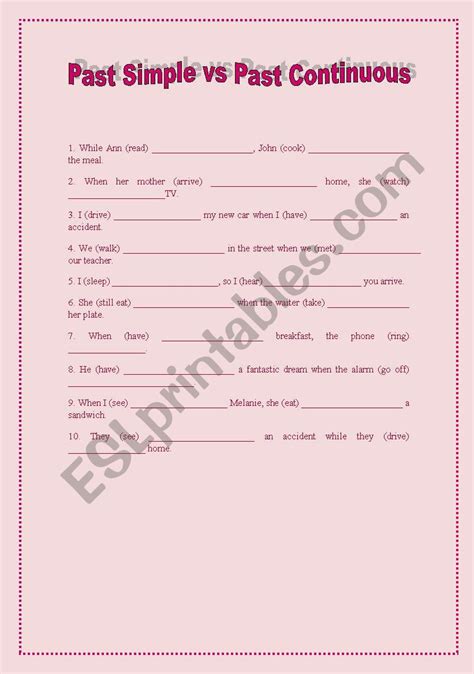 Past Simple Tense Vs Past Continuous Tense English Learn Site