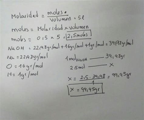 Calcula La Cantidad En Moles Y En Gramos De Hidr Xido De Sodio Que Se