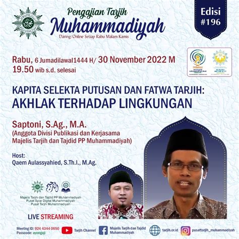 Materi Pengajian Tarjih Muhammadiyah Edisi Ke 196 MTT