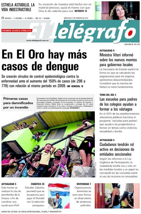 Periódico El Telégrafo Ecuador Periódicos De Ecuador Edición De