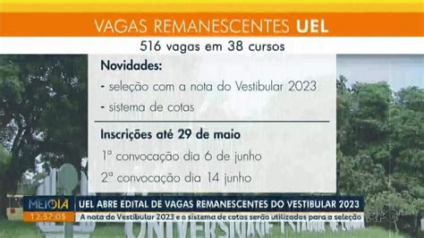 Estão abertas Inscrições para vagas remanescentes do Vestibular da UEL