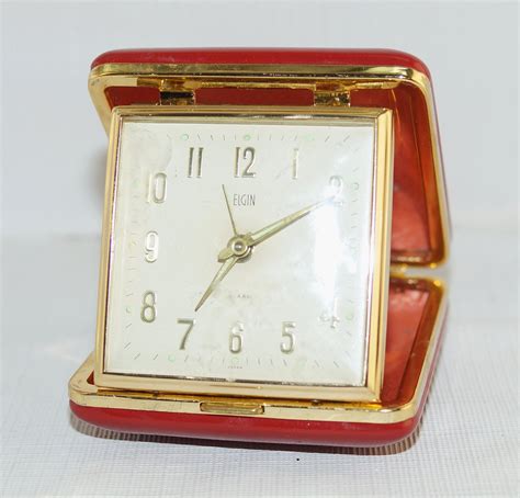 Vintage Elgin Red Folding Travel Alarm Clock By Forevercreative1