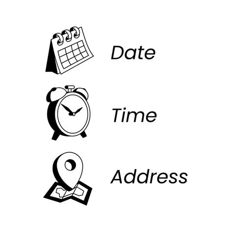 Date Time Address Or Place Icons Symbol Vector Art At Vecteezy