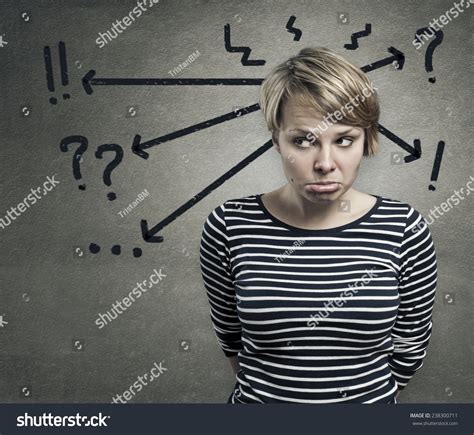 Illustration Young Woman Doubt Confusion Concept Stock Photo 238300711