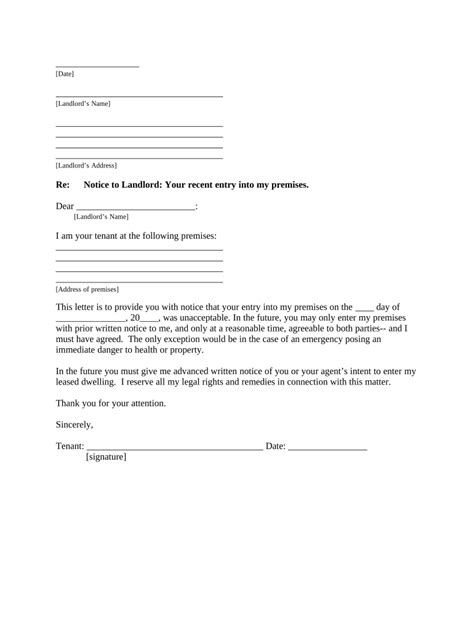 Letter From Tenant To Landlord About Illegal Entry By Landlord Pennsylvania Form Fill Out And