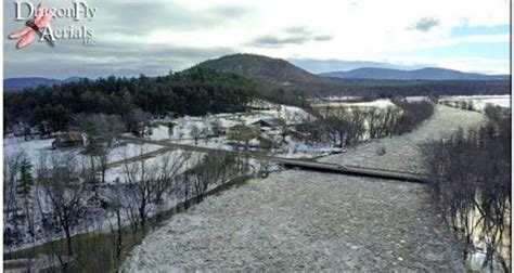 Aerial Footage Shows Ice Jam On The Saco River