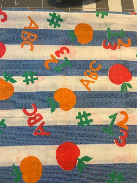 Yd Vintage Allover Apple Alphabet Print Cotton Fabric Etsy