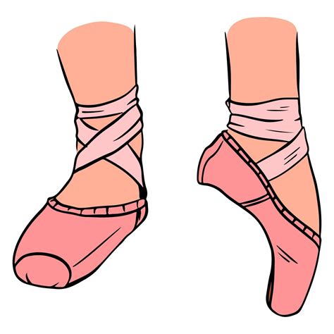 Ballet Pointe Shoes Pink Pointe Shoes On The Leg 2253766 Vector Art