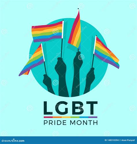 Lgbt Pride Month With Hands Hold Rainbow Flag In Circle Vector Design