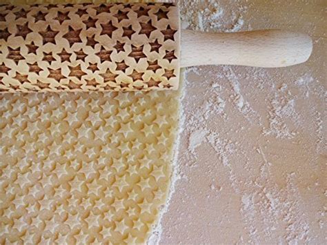 STARS Embossing Rolling Pin Laser Engraved Rolling Pin Stars Pattern