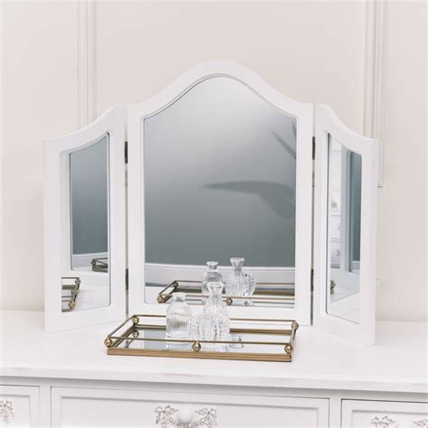 White Triple Dressing Table Mirror - Pays Blanc Range | Melody Maison