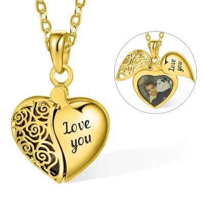 Personalized Heart Locket Necklace With Butterfly Heart Necklace With