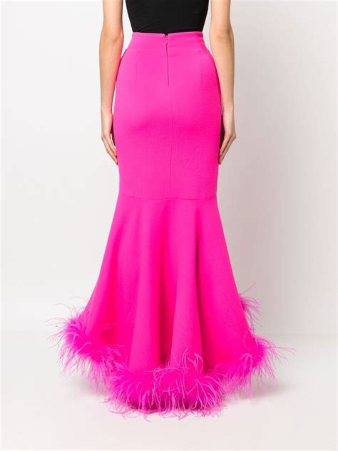Styland Feather Trim Flared Skirt Pink Farfetch