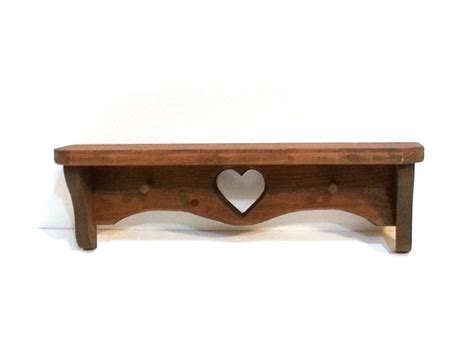 Wood Heart Shelf With Two Pegs Vintage By Deannasattic On Etsy