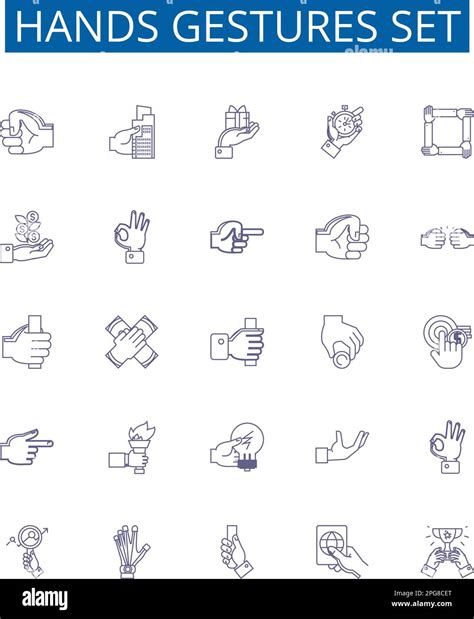 Hands Gestures Set Line Icons Signs Set Design Collection Of